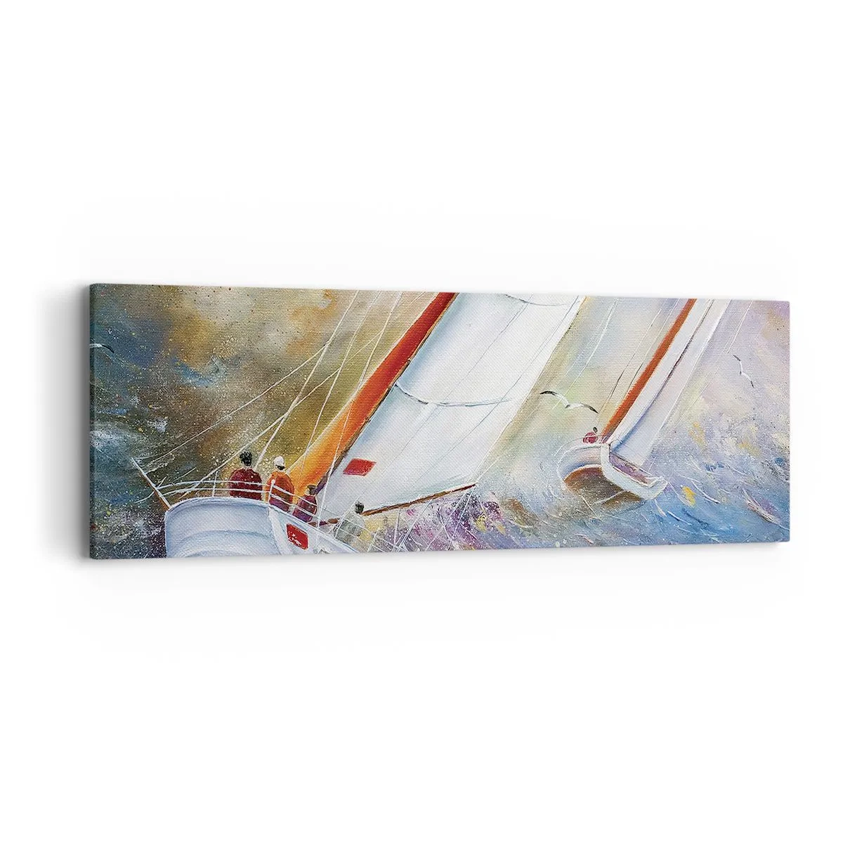 Canvastavla - Bild på duk - Springande på vågorna - 90x30 cm
