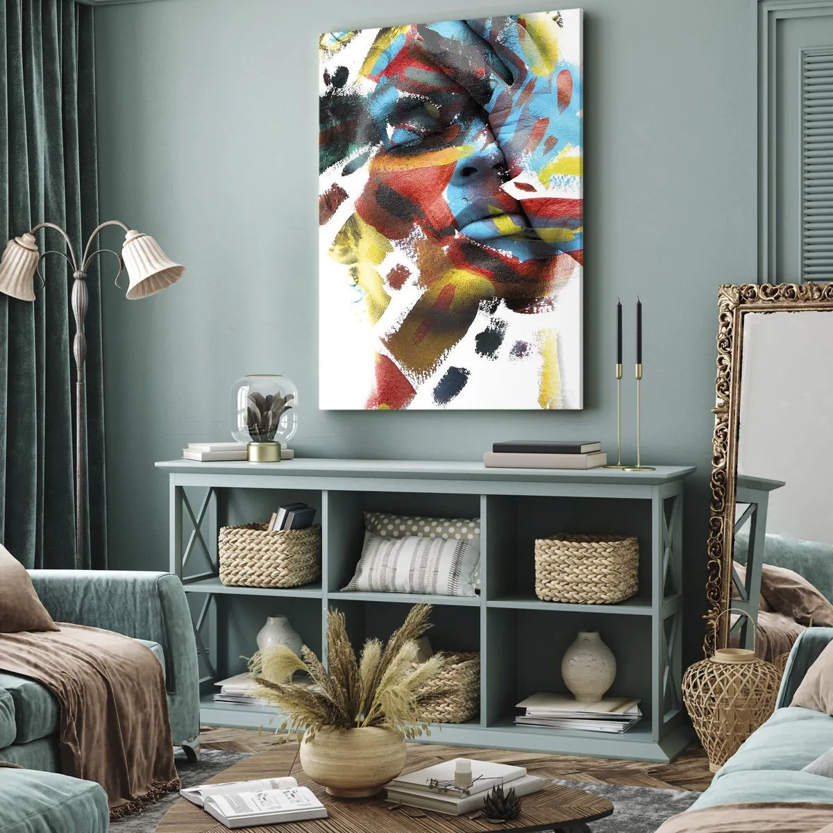 Canvastavla - Bild på duk - Färgrik personlighet - 45x80 cm