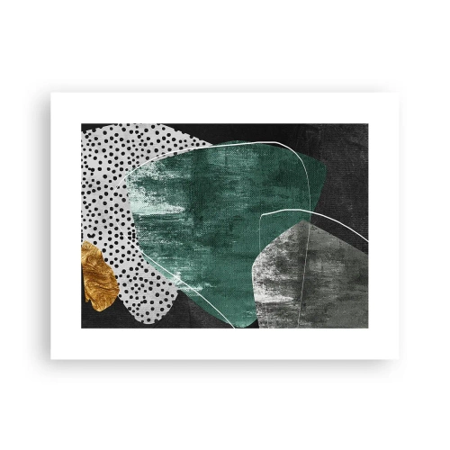 Affisch - Färgstark abstraktion med en guldflinga - 40x30 cm