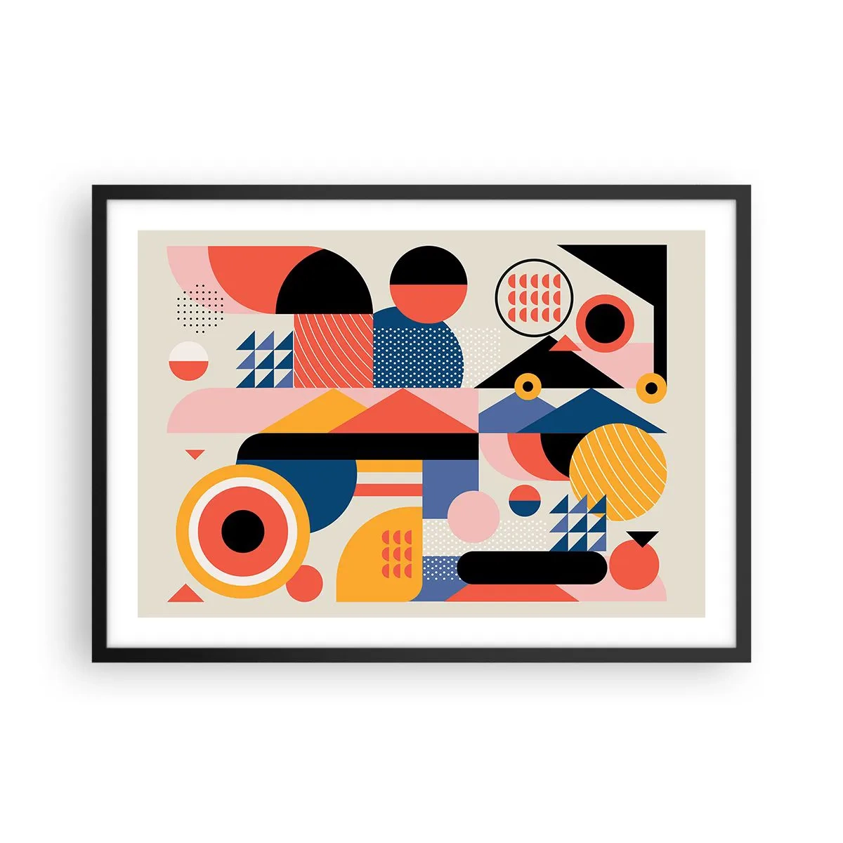 Affisch i svart ram - Komposition: Lek - 70x50 cm