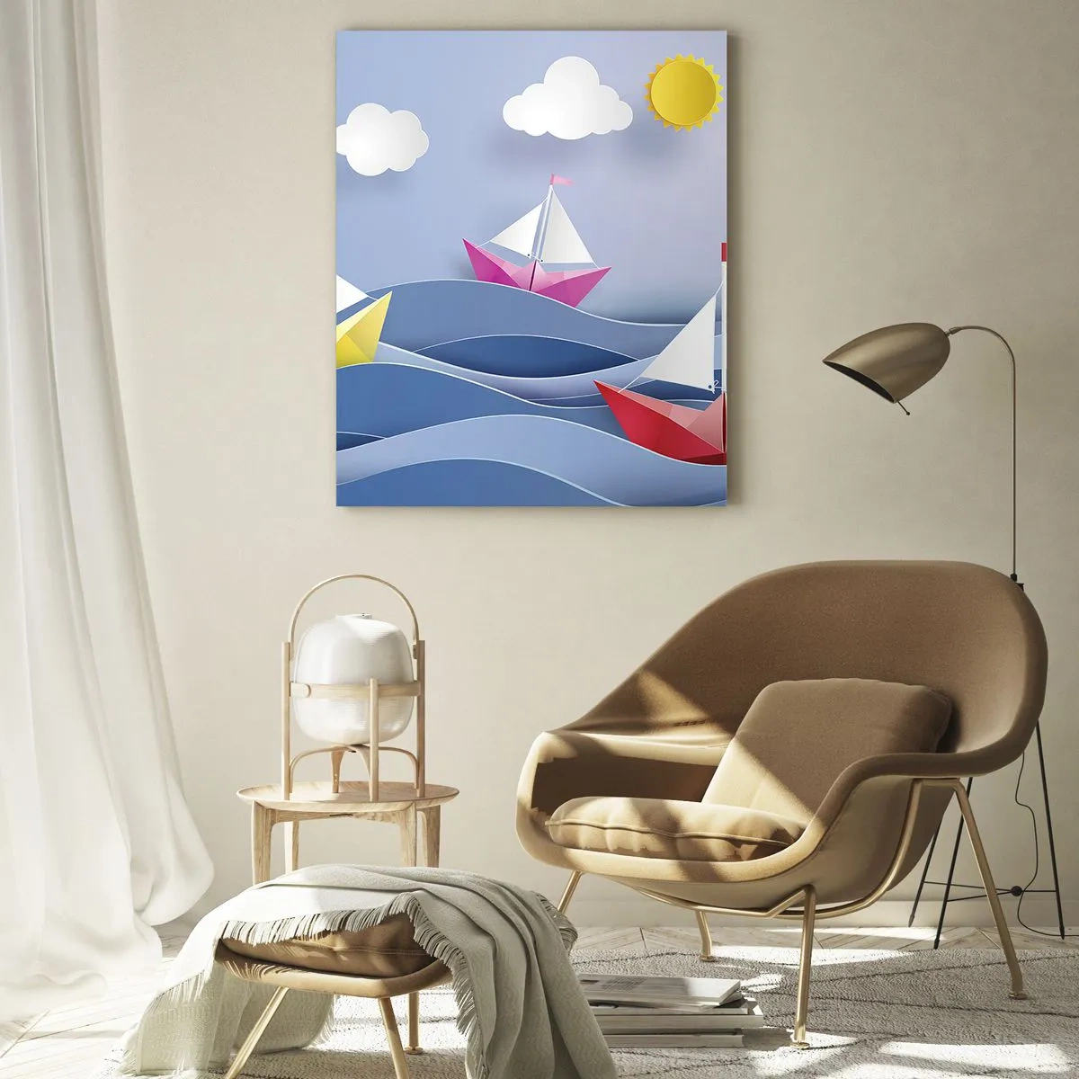 Glastavla - Bild på glas - Det är så skönt att gunga bland vågorna - 50x70 cm
