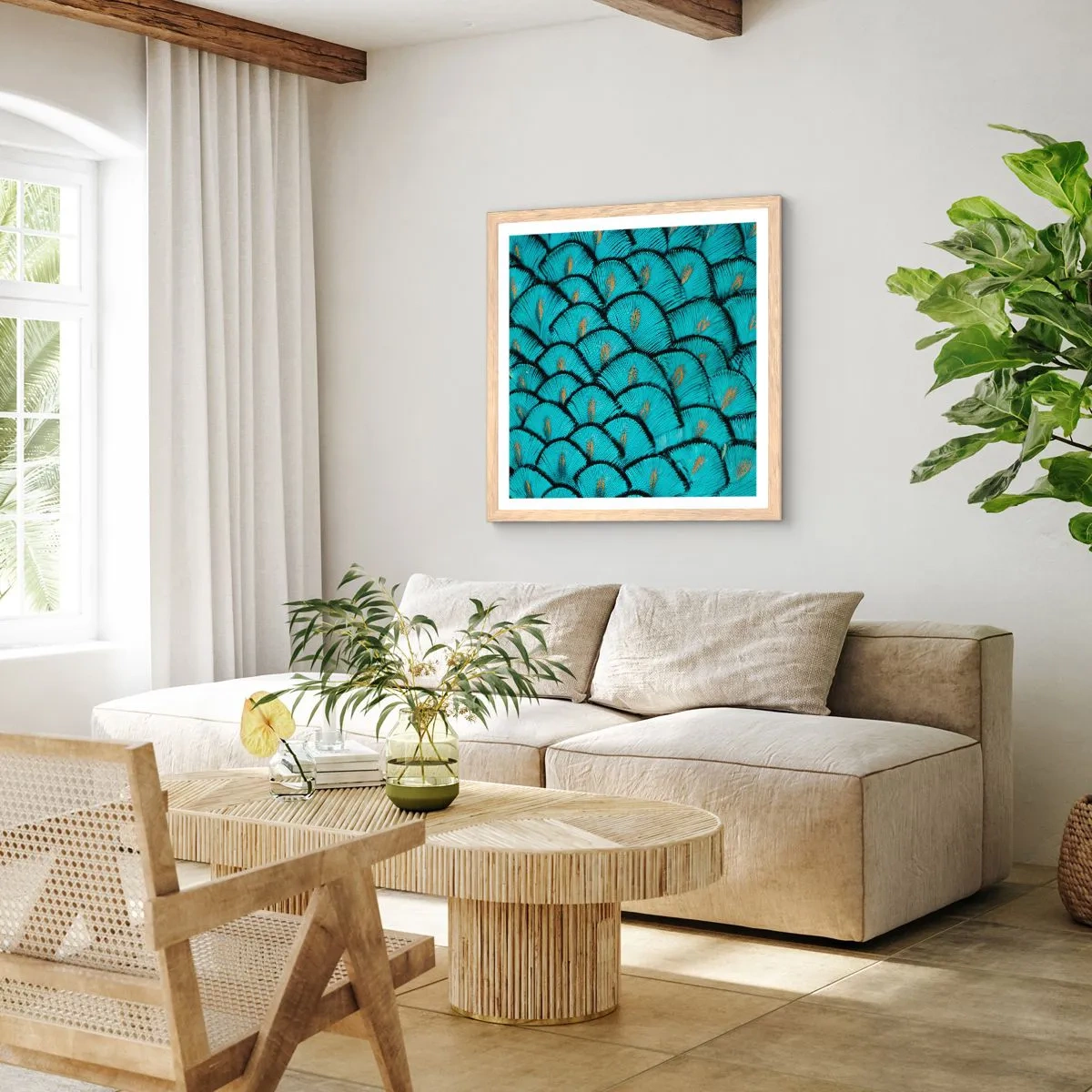 Affisch i ram av ljusek - Den stora fjädergalan - 60x60 cm