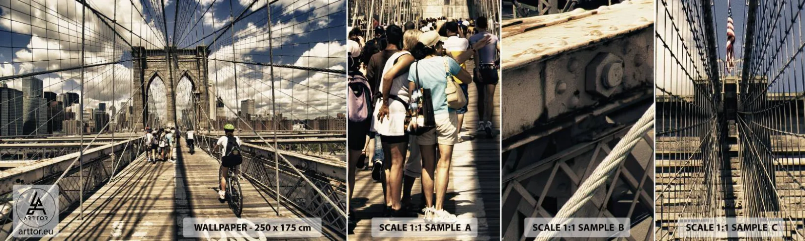 Fototapet Prov Standard Eco - Direkt till stadens kärna - Brooklyn Bridge, New York, Stad - 100x30 cm