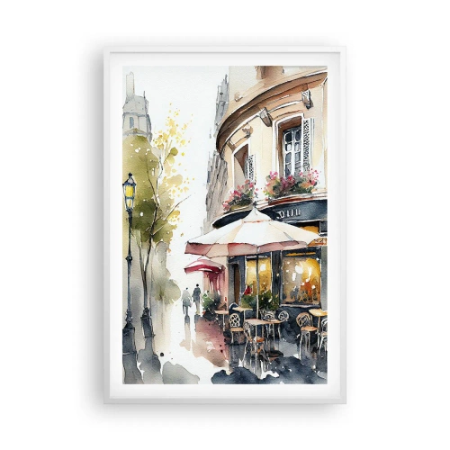 Affisch i vit ram - En parisisk morgon - 61x91 cm