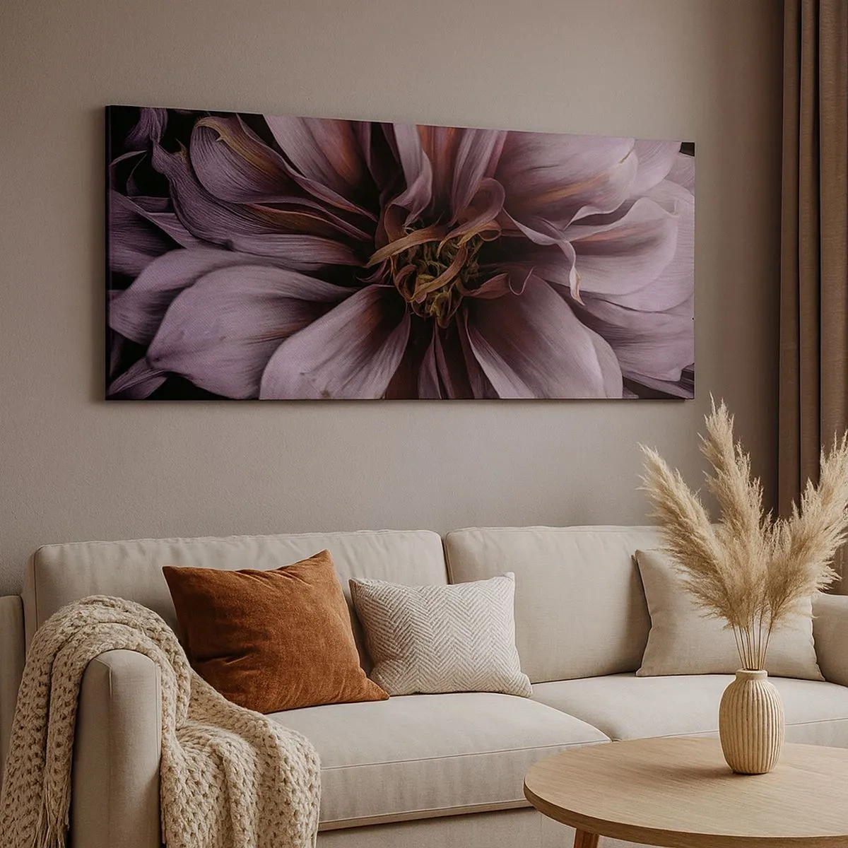 Canvastavla - Bild på duk - Blommigt hjärta - 100x40 cm