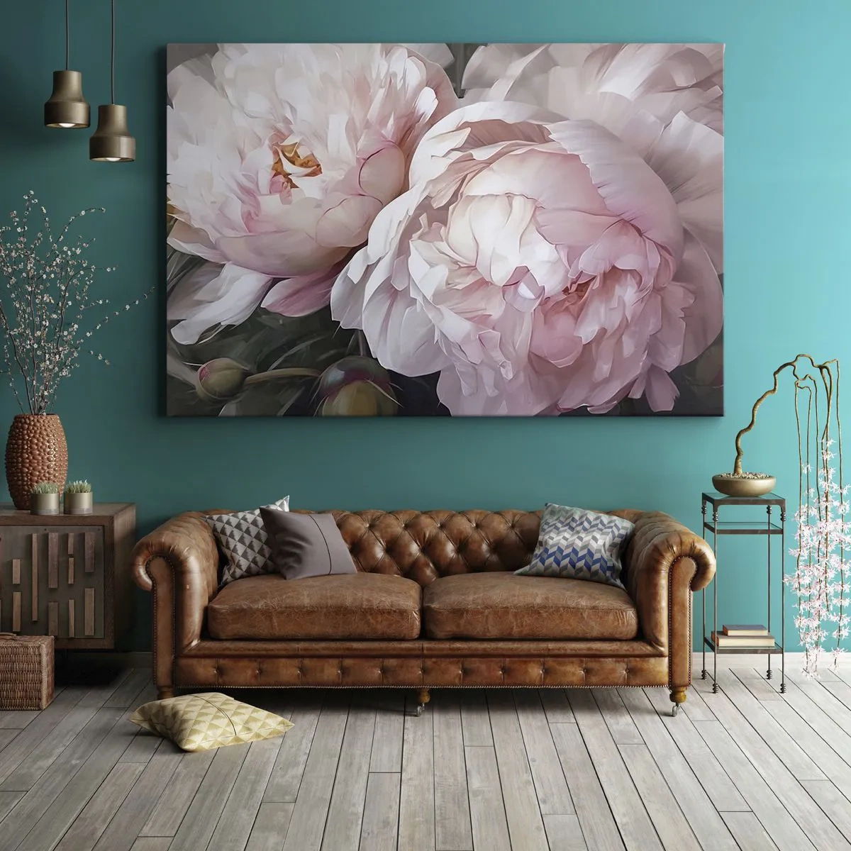 Canvastavla - Bild på duk - Fast i blomning - 70x50 cm