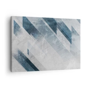 Canvastavla - Bild på duk - Abstrakta linjer i nyanser av grått och blått - 70x50cm - Tredimensionell komposition – gråhetens rörelse - Modern väggdekoration för vardagsrum och sovrum ARTTOR