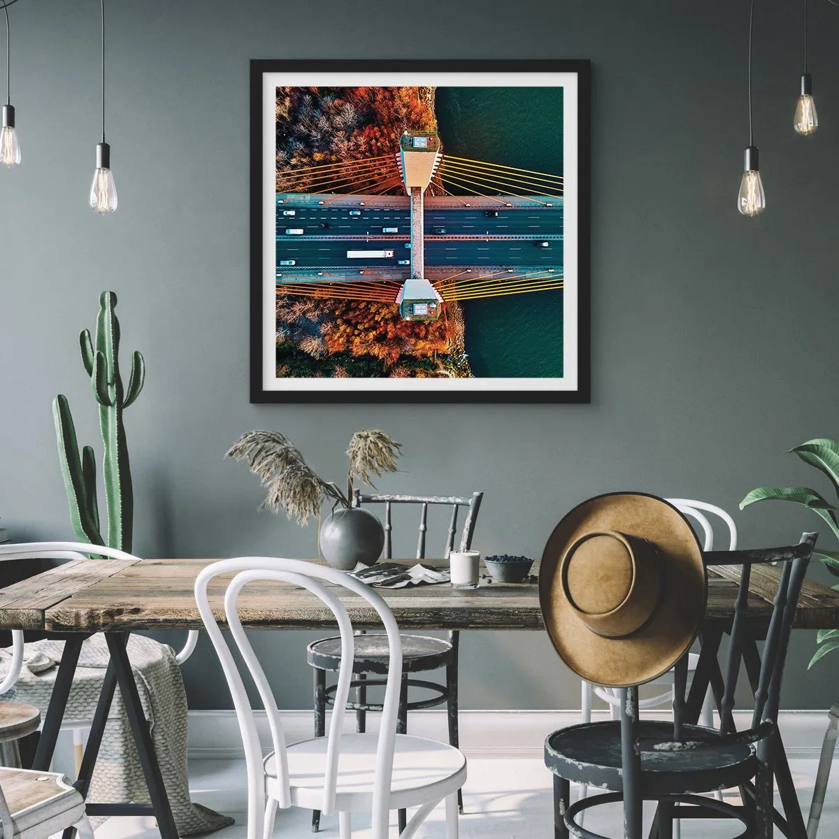 Affisch i svart ram - Bortom vatten, bortom skog - 40x40 cm