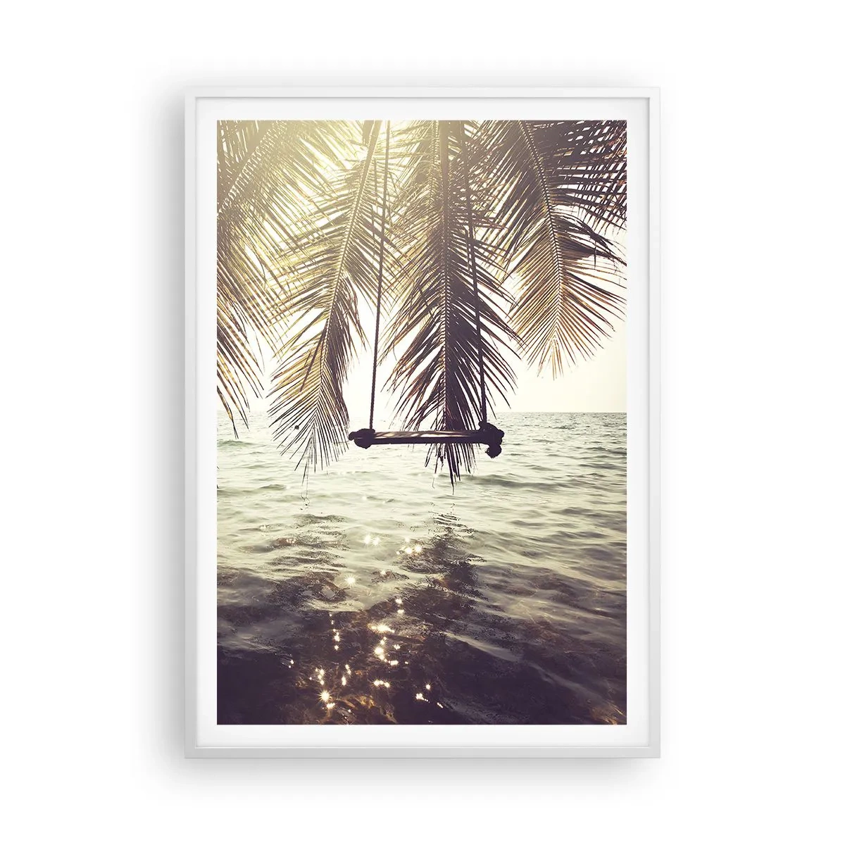 Affisch i vit ram - Gunga i molnen hur mycket du vill - 70x100 cm