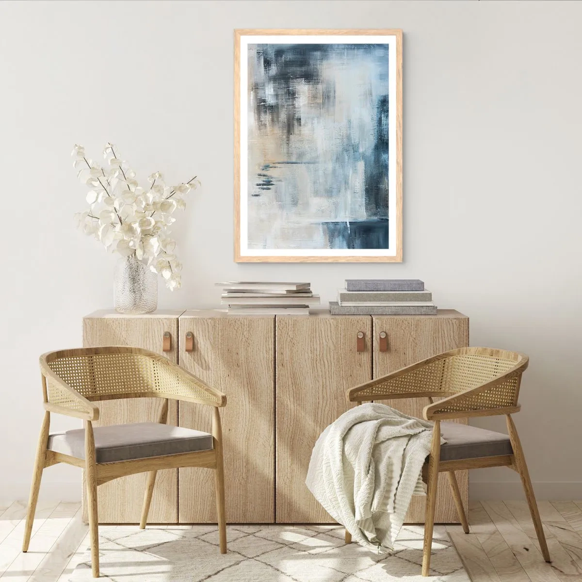 Affisch i ram av ljusek - Bakom en blå slöja - 70x100 cm