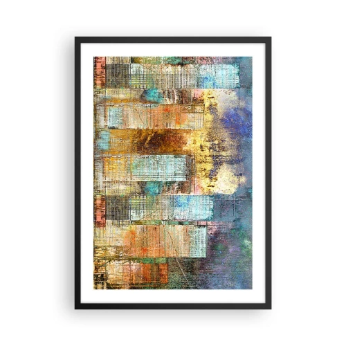 Affisch i svart ram - Akvarell stingrocka i nyanser av blått på en ljus bakgrund - 50x70cm - Solig metropol - Modern väggdekoration för vardagsrum och sovrum ARTTOR