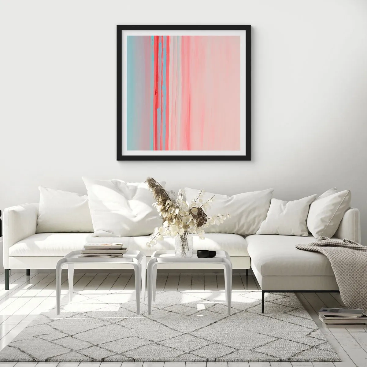 Affisch i svart ram - Abstraktion i gryningen - 40x40 cm