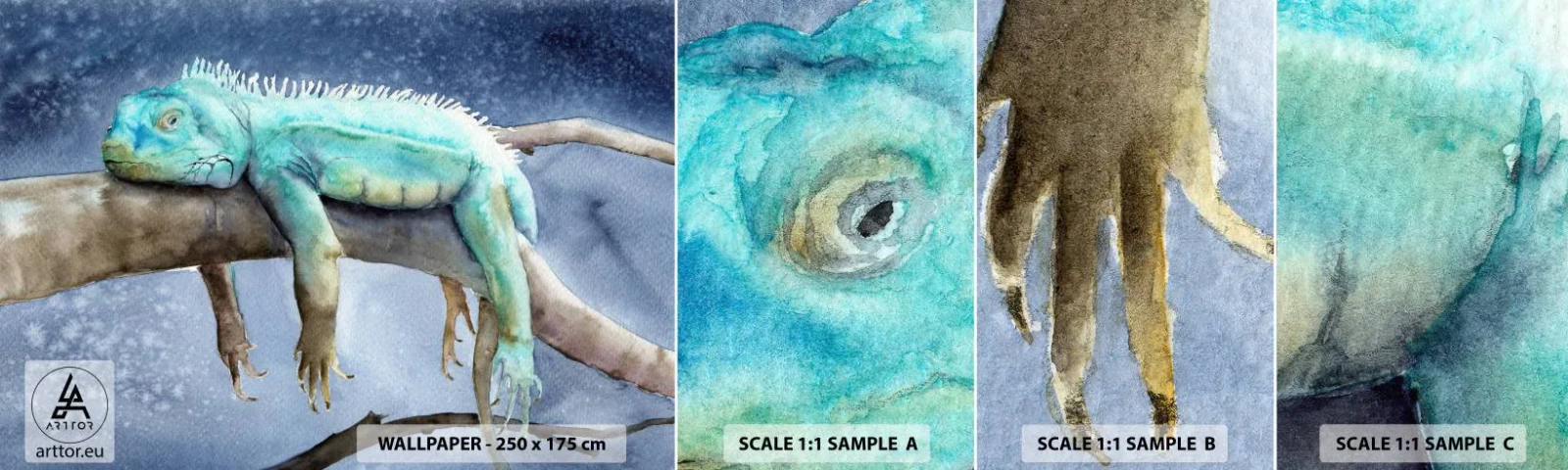 Provbit av självhäftande fototapet Deluxe Sticker - Det är bra! - Kameleont, Djur, Lättja - 100x30 cm