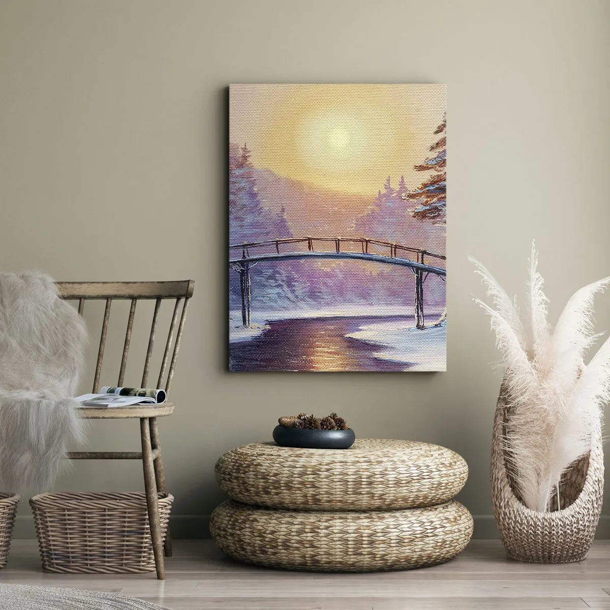Canvastavla - Bild på duk - De fyra årstiderna - vinter - 50x70 cm