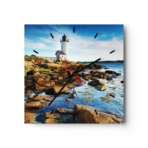 Väggklocka - Klocka på glas - Kom lyckligt tillbaka, jag väntar - 30x30 cm