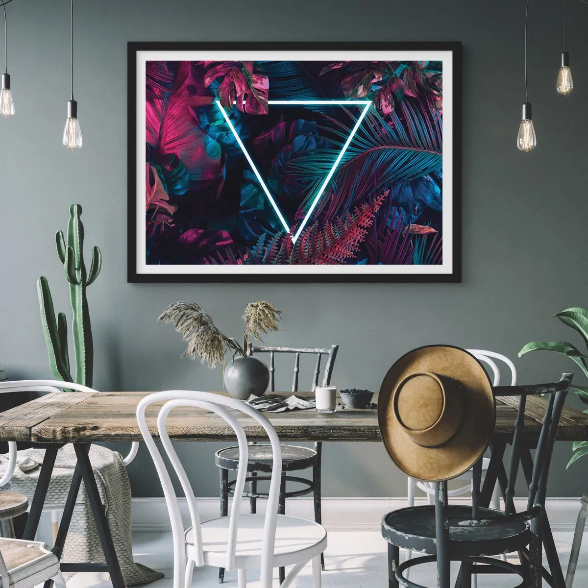 Affisch i svart ram - Trädgård i retrostil - 91x61 cm
