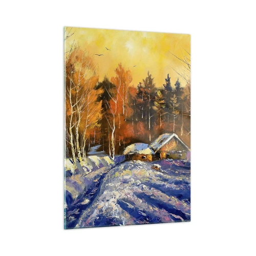 Glastavla - Bild på glas - Vinterimpression i solen - 50x70 cm