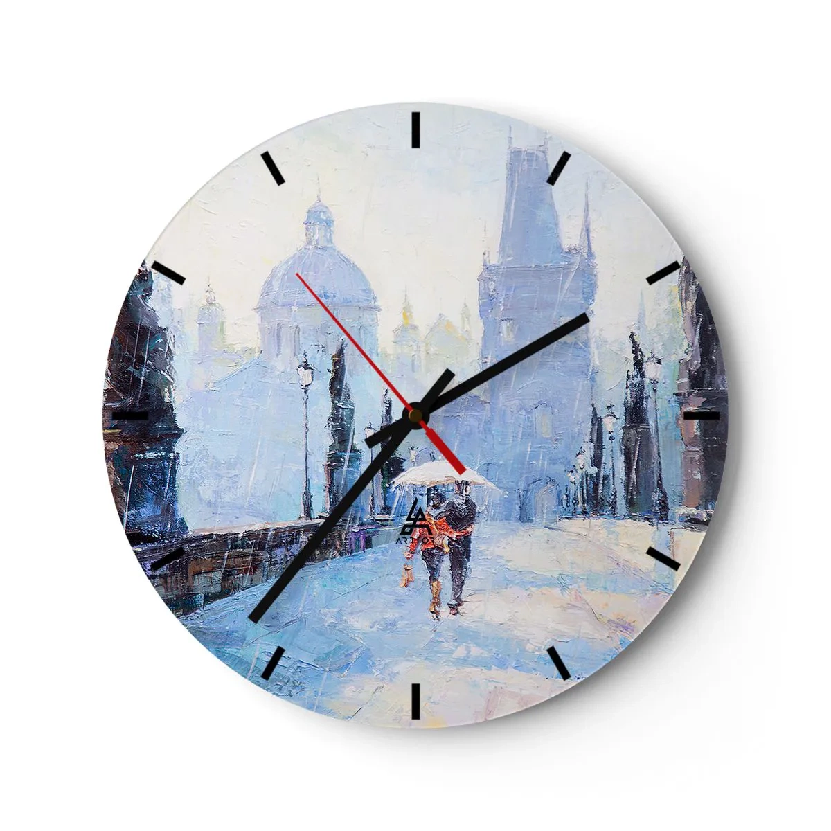 Väggklocka - Klocka på glas - Förtrollade av regnet - 40x40 cm