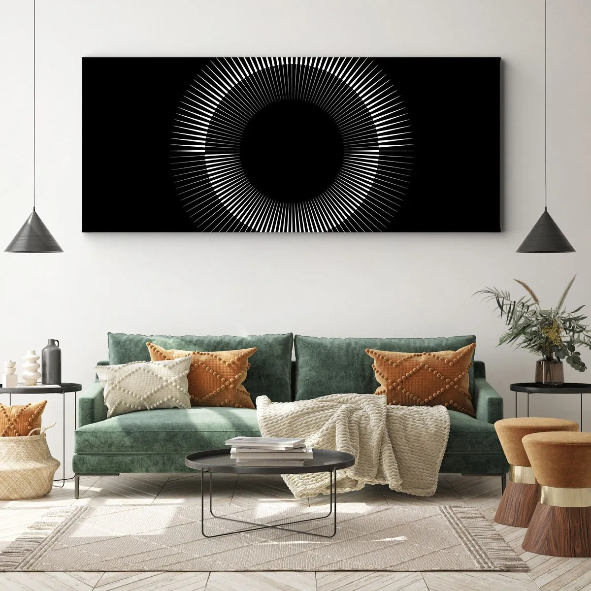 Canvastavla - Bild på duk - Svart sol - 100x40 cm