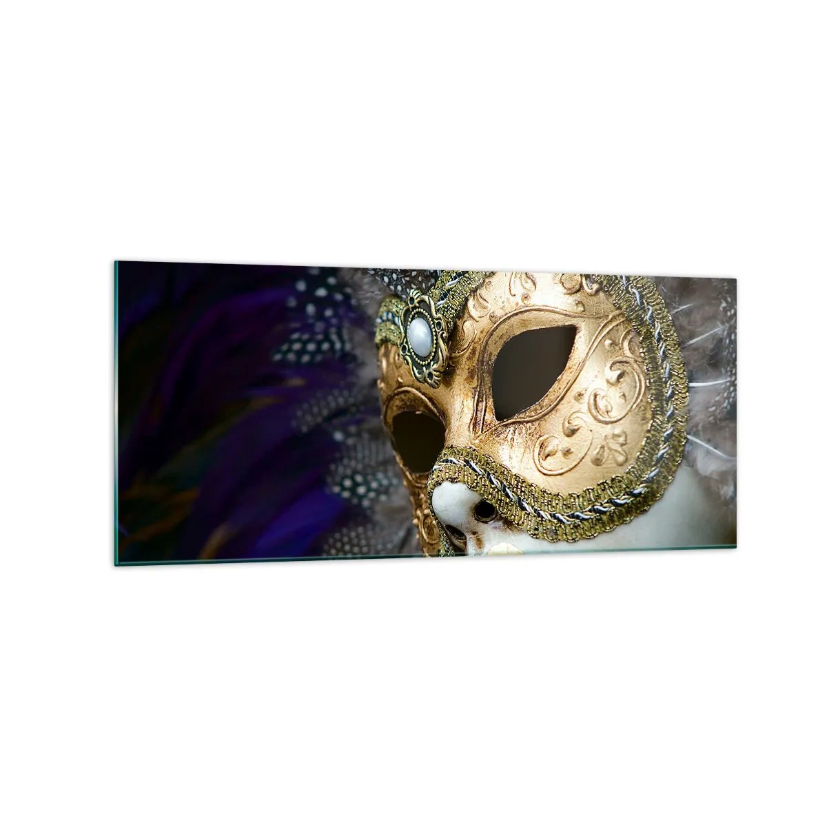 Glastavla - Bild på glas - Venedigporträtt i guld - 120x50 cm