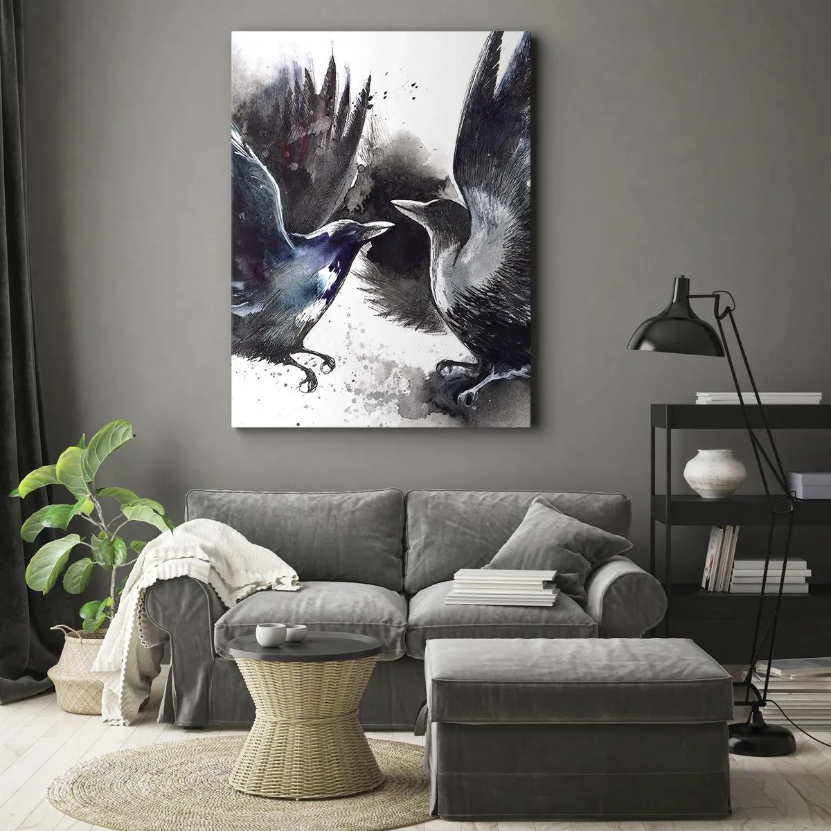 Canvastavla - Bild på duk - Som två korpar... - 70x100 cm