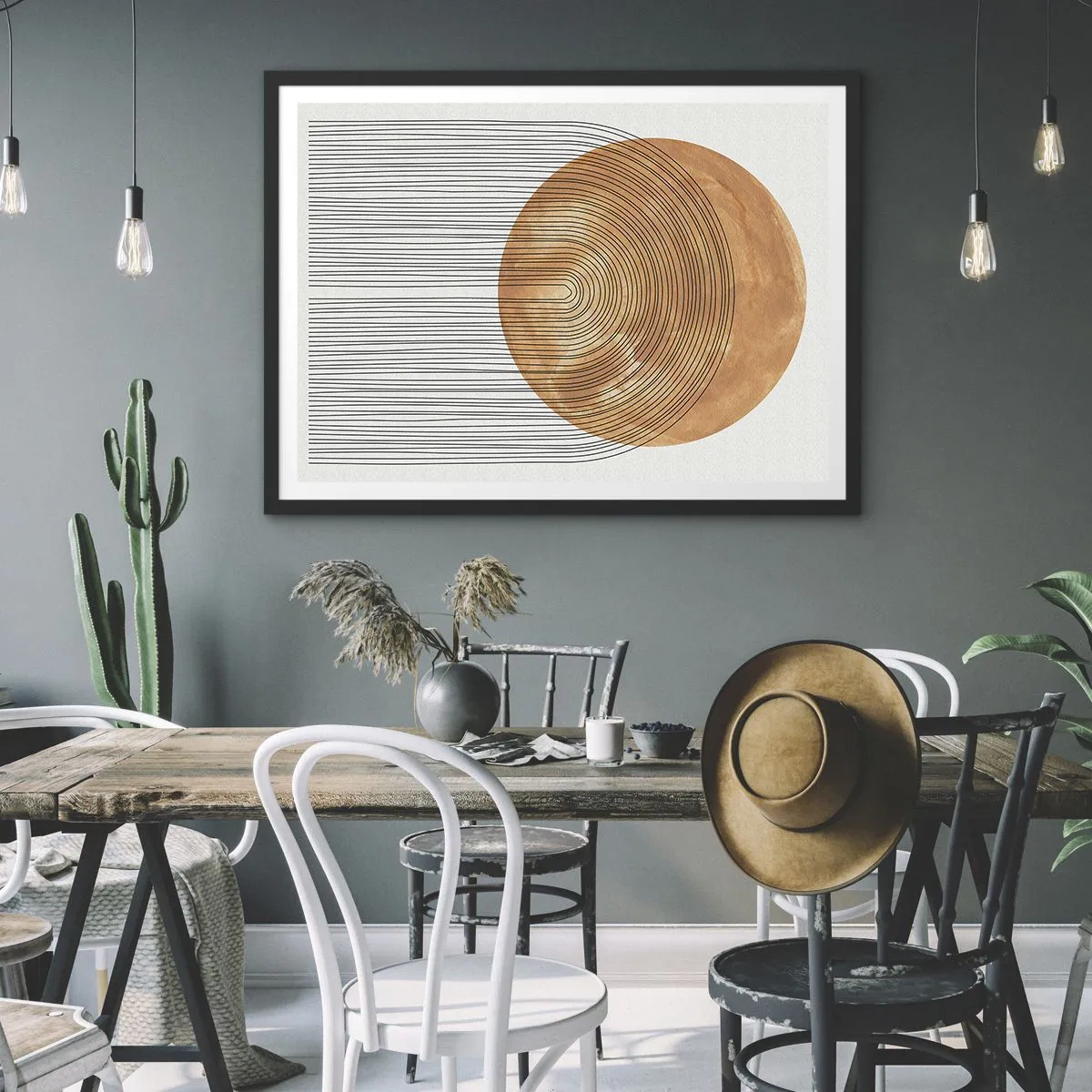 Affisch i svart ram - En solig komposition - 100x70 cm