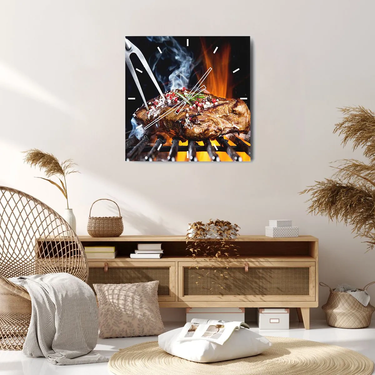 Väggklocka - Klocka på glas - Saftiga och doftande - 40x40 cm