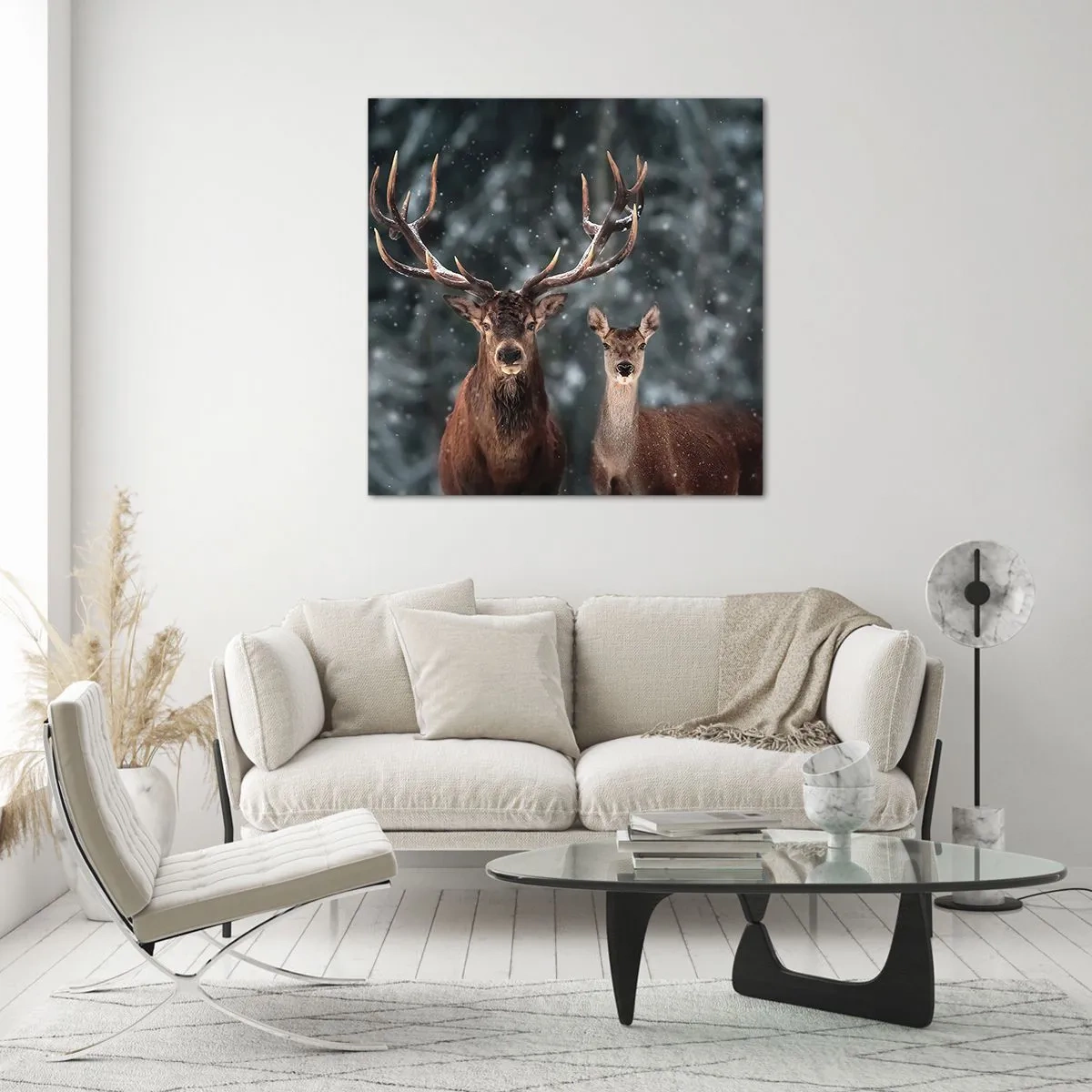 Glastavla - Bild på glas - Skogens herre med hustrun - 30x30 cm