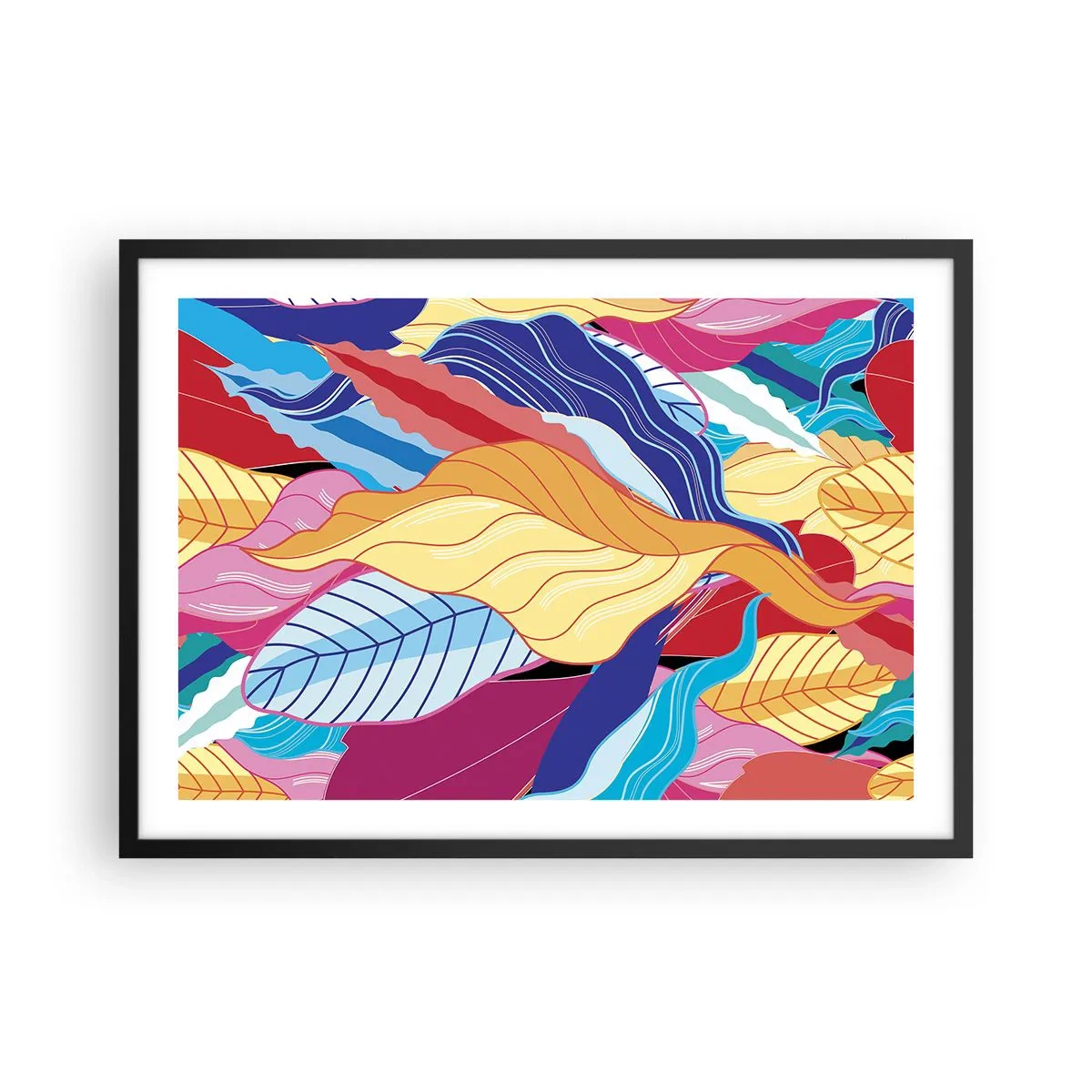 Affisch i svart ram - Färgglad röra - 70x50 cm