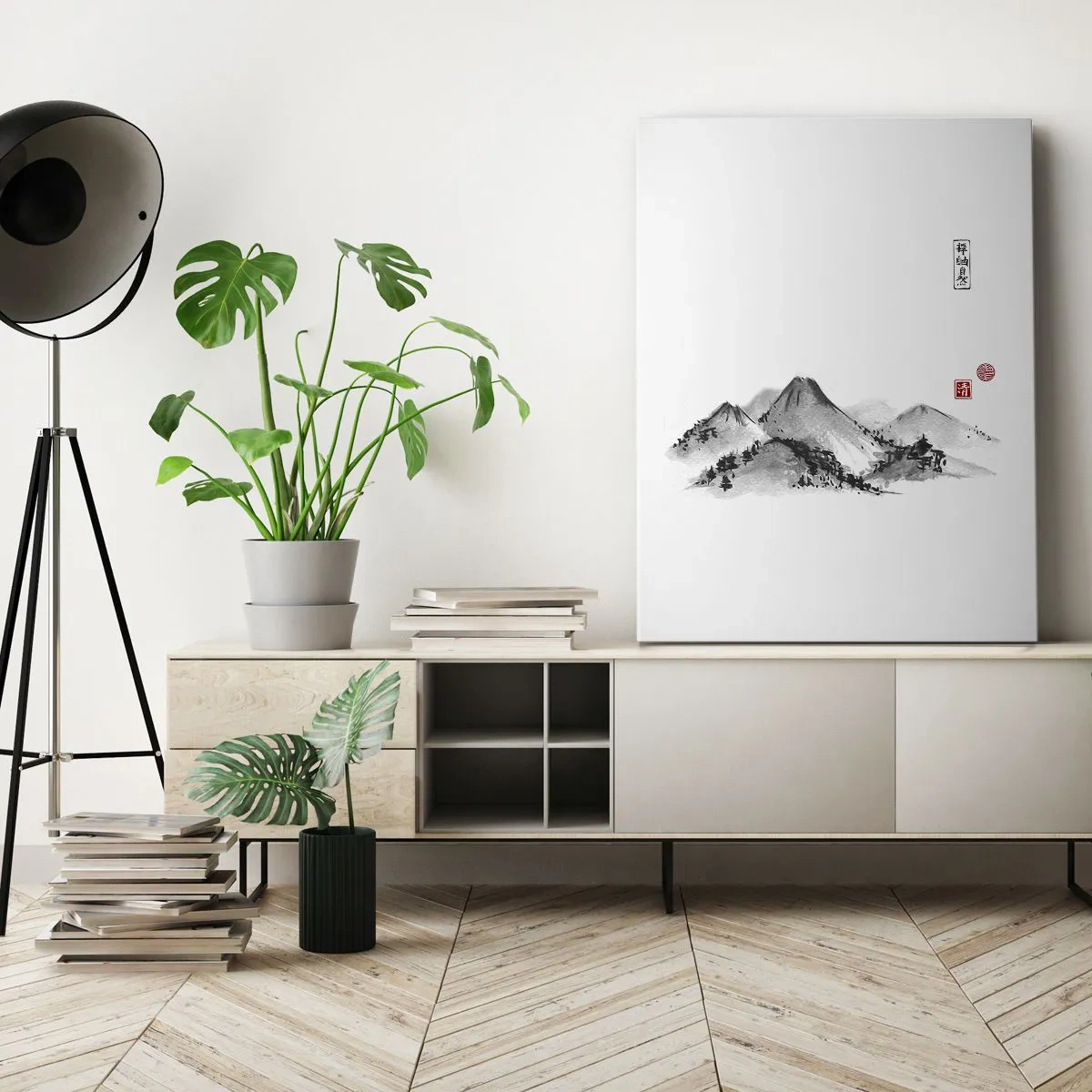 Canvastavla - Bild på duk - Bortom fjällen - 45x80 cm