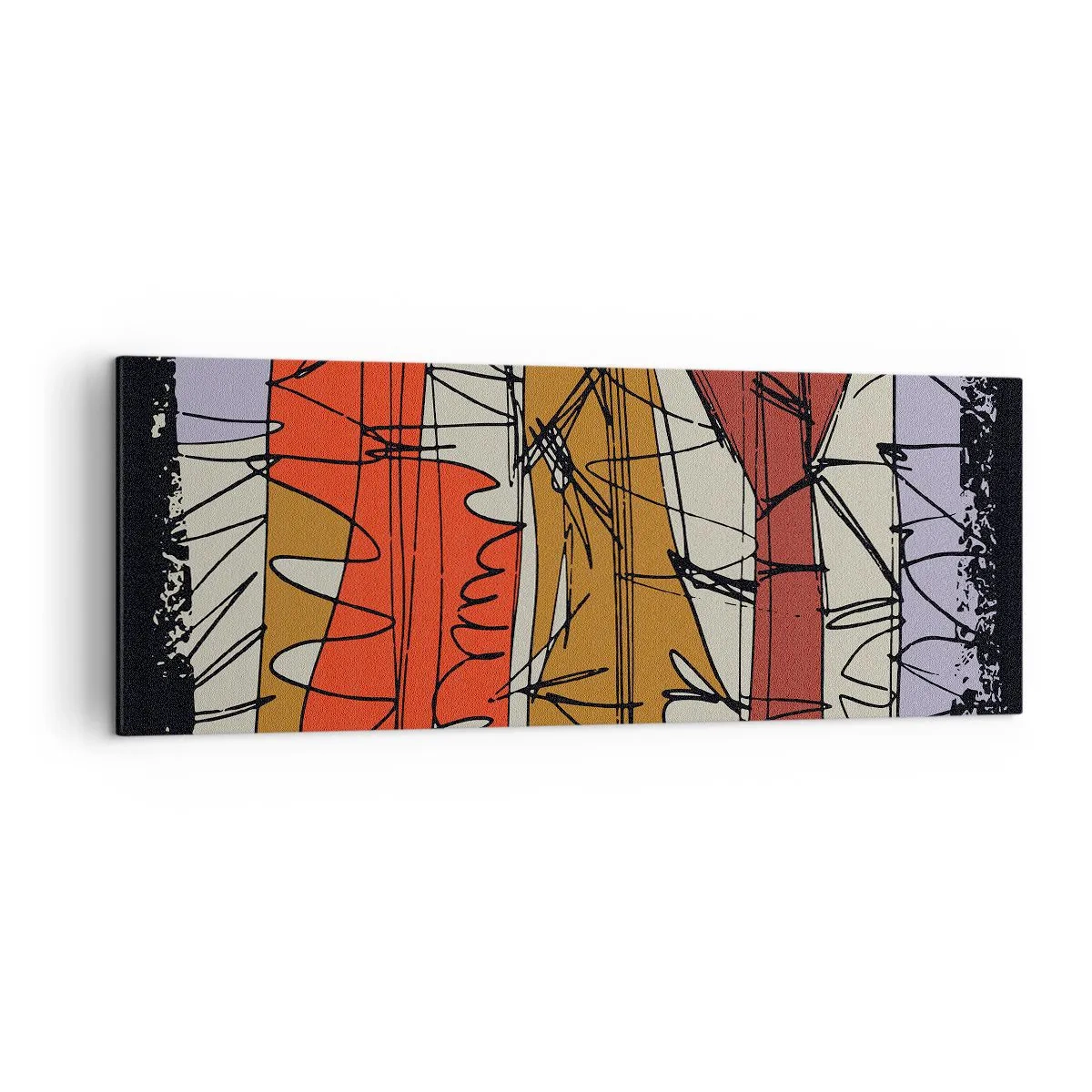 Canvastavla - Bild på duk - Spontan komposition - 140x50 cm