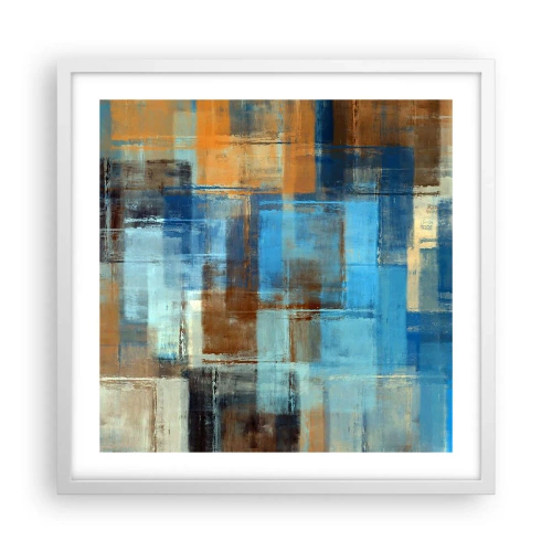 Affisch i vit ram - Genom blåa gardinen - 50x50 cm