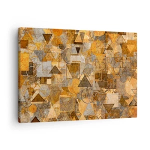 Canvastavla - Bild på duk - Abstrakta geometriska mönster i nyanser av guld - 70x50cm - Värld infattad i form - Modern väggdekoration för vardagsrum och sovrum ARTTOR