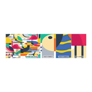 Fototapet Prov Standard Eco - Fågelparty - Abstraktion, Pelikan, Bit - 100x30 cm