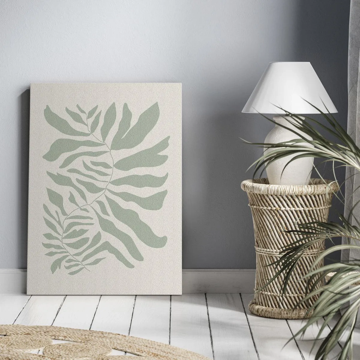 Canvastavla - Bild på duk - Smaragdgrön gren - 45x80 cm