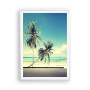 Affisch i vit ram - Dags att börja semester - 70x100 cm