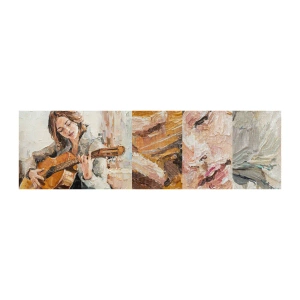 Provbit av fototapet Premium Canvas - Konsert för gitarr och en flickas hjärta - Gitarr, musik, Flicka - 100x30 cm