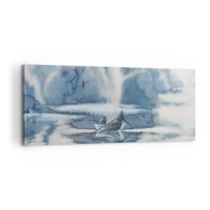Canvastavla - Bild på duk - Sportfiskare i sitt paradis - 120x50 cm
