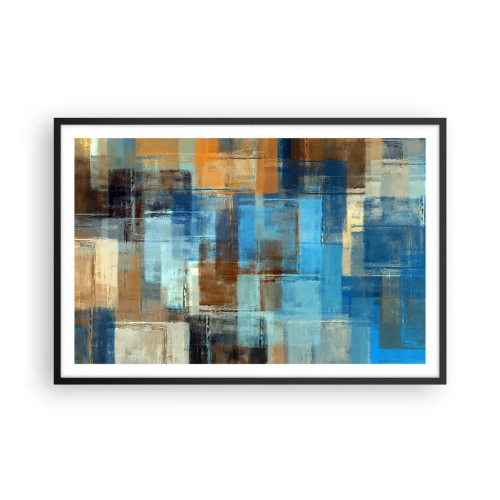 Affisch i svart ram - Genom blåa gardinen - 91x61 cm