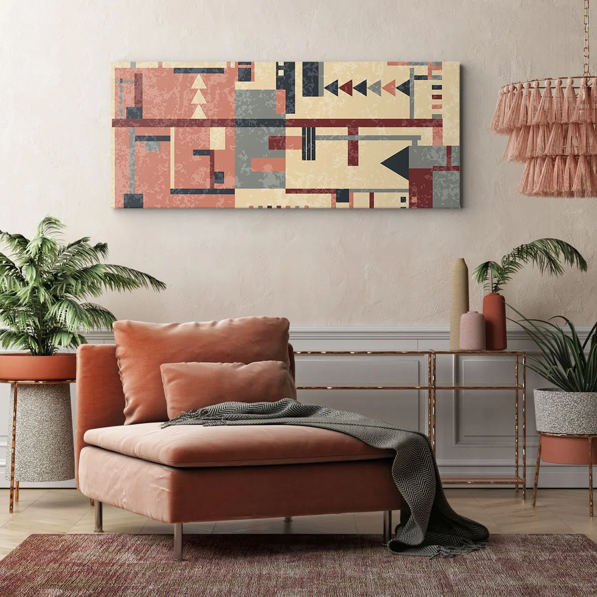 Canvastavla - Bild på duk - Kombination av vertikala och horisontella element - 100x40 cm
