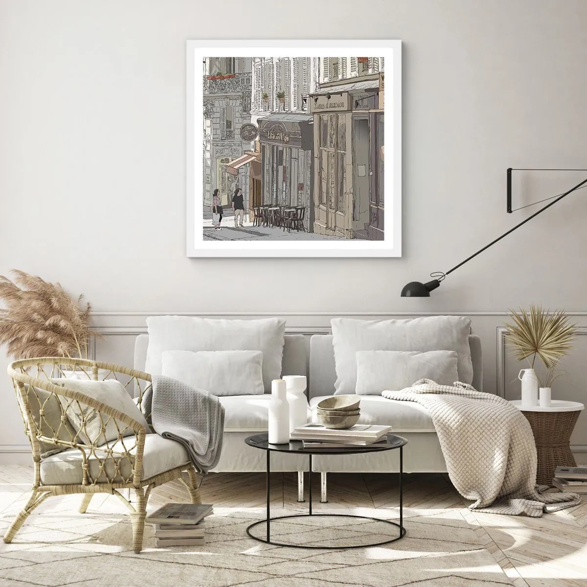 Affisch i vit ram - Stadens nöjen - 40x40 cm