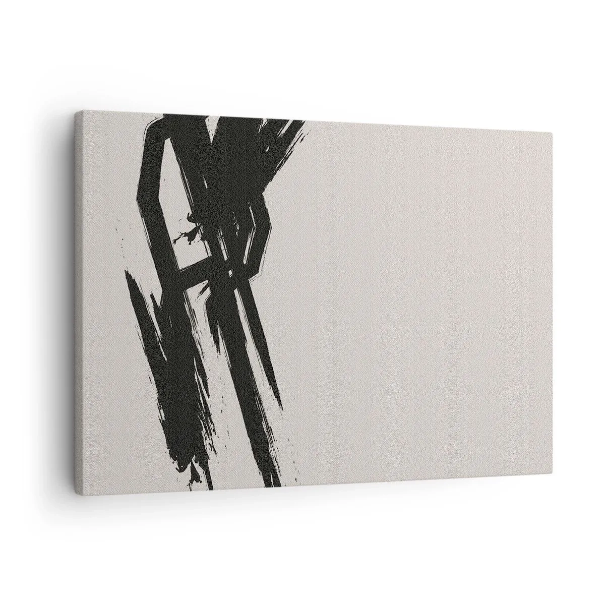 Canvastavla - Bild på duk - Dynamiska penseldrag i svart mot en ljus bakgrund - 70x50cm - En ostoppbar rörelse - Modern väggdekoration för vardagsrum och sovrum ARTTOR