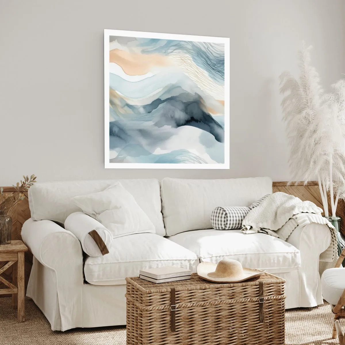 Affisch - Snöig och dimmig abstraktion - 40x40 cm