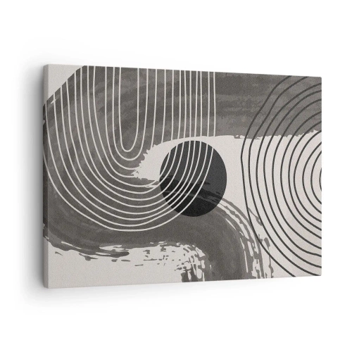 Canvastavla - Bild på duk - Geometriska linjer och ovaler i monokromatiska nyanser - 70x50cm - Ovalen vinner - Modern väggdekoration för vardagsrum och sovrum ARTTOR