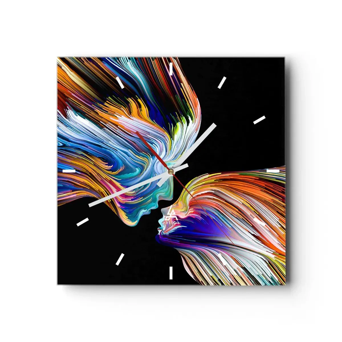 Väggklocka - Klocka på glas - Fusion av energi och ljus - 30x30 cm