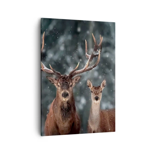 Canvastavla - Bild på duk - Skogens herre med hustrun - 50x70 cm