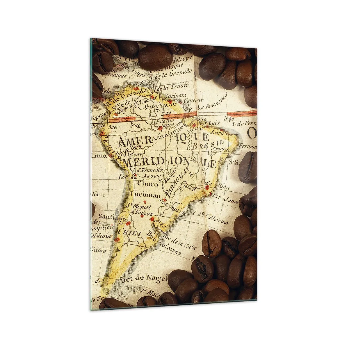 Glastavla - Bild på glas - Varifrån kommer det bästa kaffet? - 70x100 cm