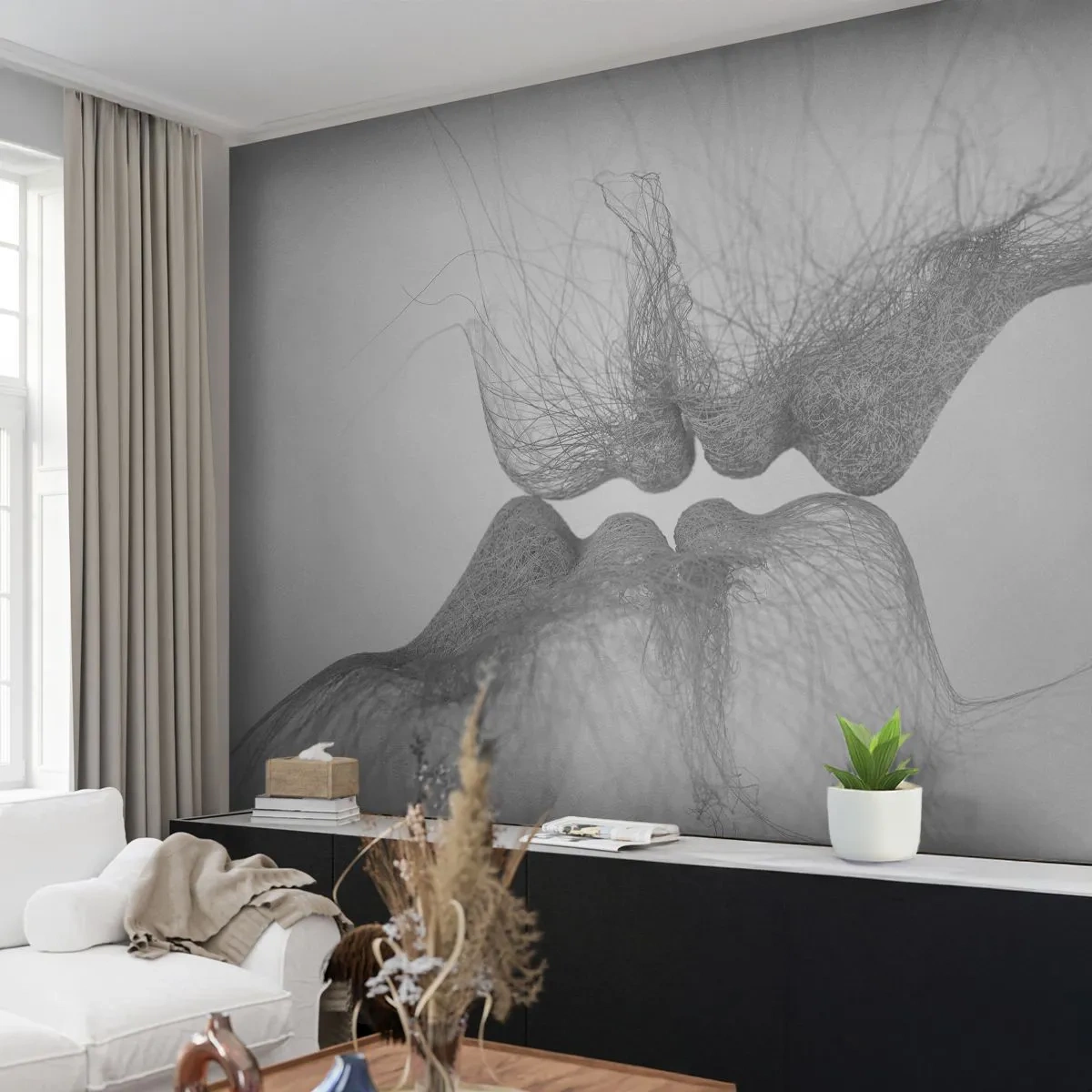 Fototapet Premium Sand - Vindens kyss - Abstraktion, Grafik, Kärlek - 350x256 cm