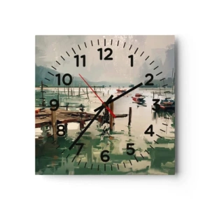 Väggklocka - Klocka på glas - Täckt med smält måne - 40x40 cm