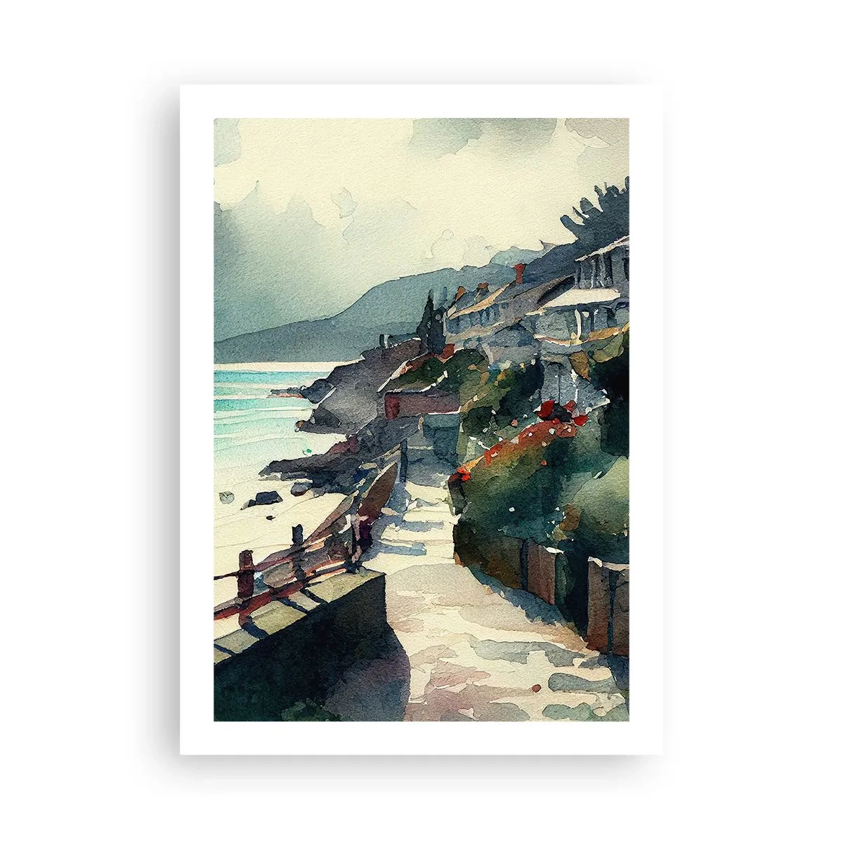 Affisch - Medelhavsstad - 50x70 cm